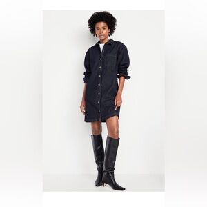 Old Navy Dark Blue Denim Shirt Dress